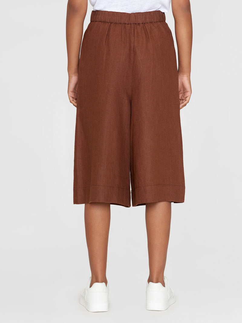 KnowledgeCotton Apparel - WMN Natural linen baggy shorts Shorts 1441 Tiramisu