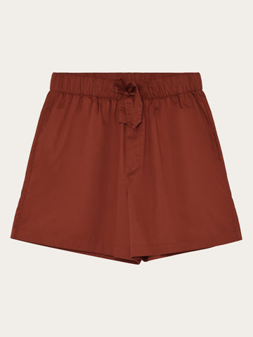 KnowledgeCotton Apparel - WMN Nova relaxed satin shorts Shorts 1488 Burnt Brick