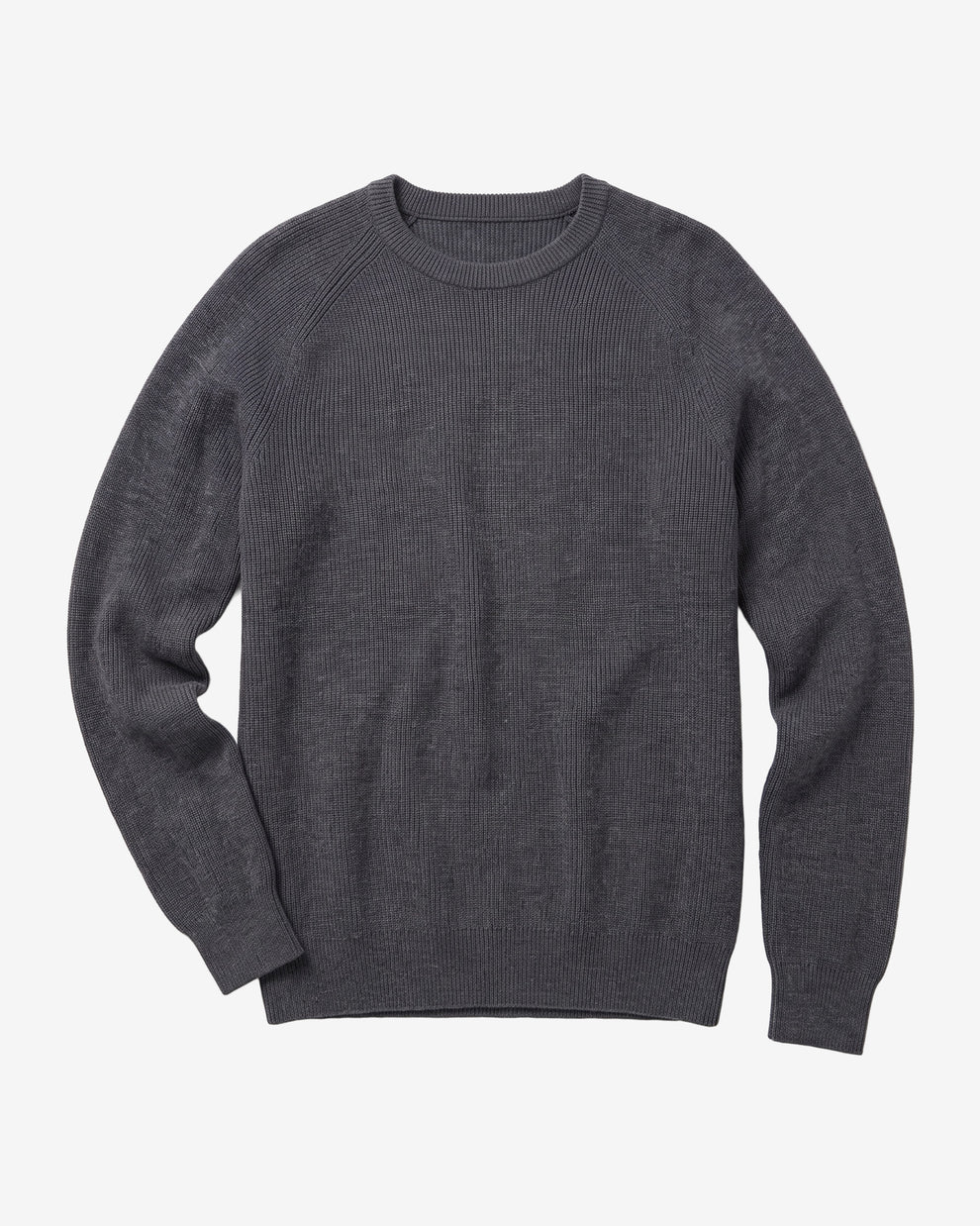 KnowledgeCotton Apparel - MEN O-neck merino wool rib knit Knits 1073 Dark Grey Melange