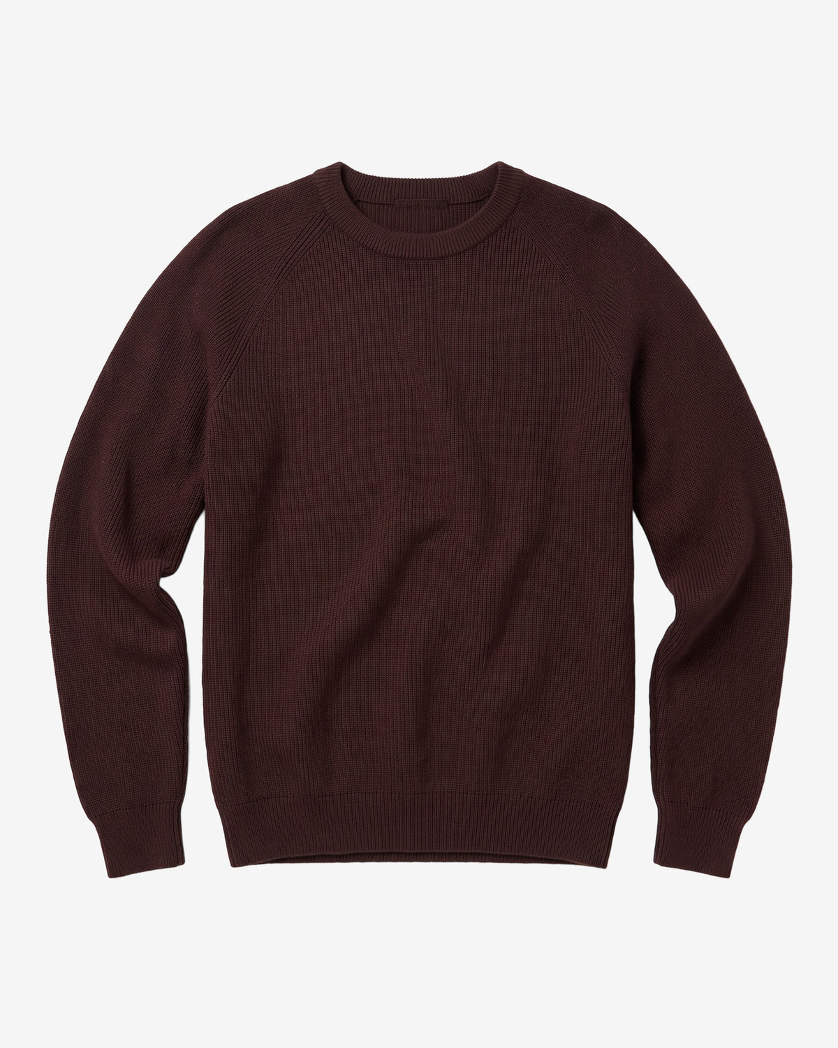 KnowledgeCotton Apparel - MEN O-neck merino wool rib knit Knits 1487 Chocolate Torte