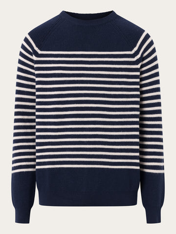 KnowledgeCotton Apparel - MEN O-neck merino wool rib knit Knits 9001 Total Eclipse