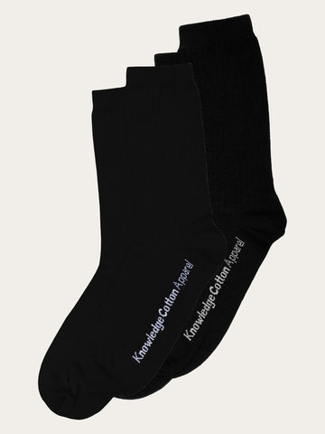 KnowledgeCotton Apparel - UNI 2 pack classic socks Socks 1300 Black Jet