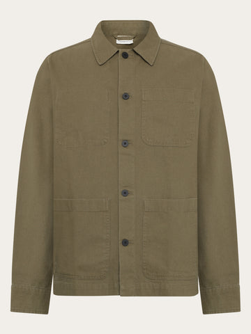KnowledgeCotton Apparel - MEN Organic Cotton Canvas Overshirt GOTS Overshirts 1068 Burned Olive