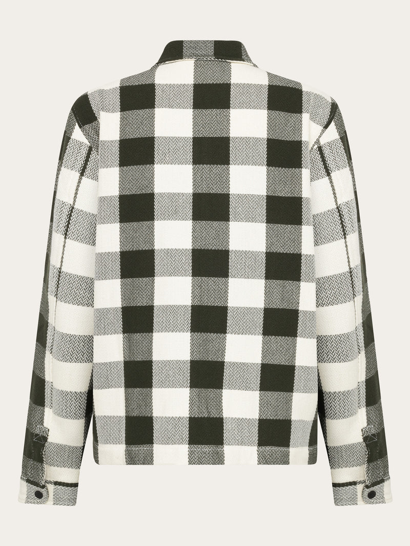 KnowledgeCotton Apparel - MEN Organic Cotton Checked Flannel Overshirt GOTS Overshirts 7023 Green check