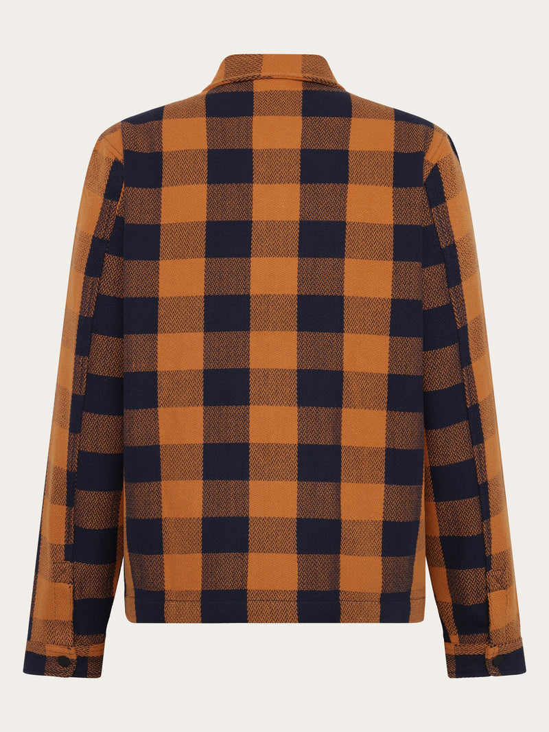 KnowledgeCotton Apparel - MEN Organic Cotton Checked Flannel Overshirt GOTS Overshirts 7036 Navy check
