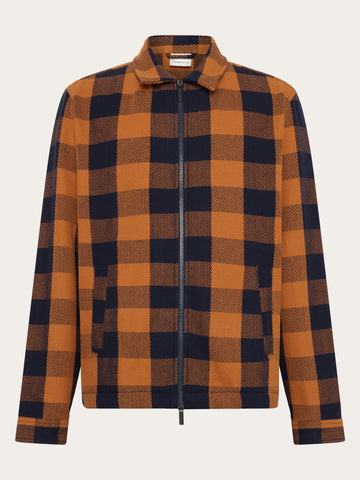 KnowledgeCotton Apparel - MEN Organic Cotton Checked Flannel Overshirt GOTS Overshirts 7036 Navy check