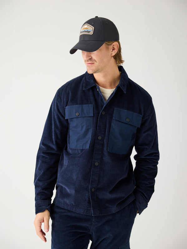 KnowledgeCotton Apparel - MEN Organic Cotton Corduroy Overshirt GOTS Overshirts 1412 Night Sky