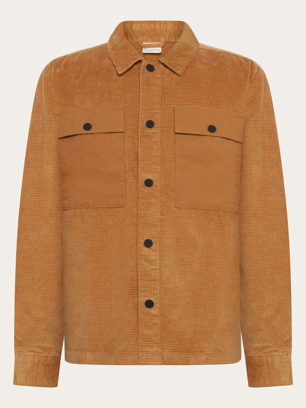 KnowledgeCotton Apparel - MEN Organic Cotton Corduroy Overshirt GOTS Overshirts 1484 Apple Cinnamon
