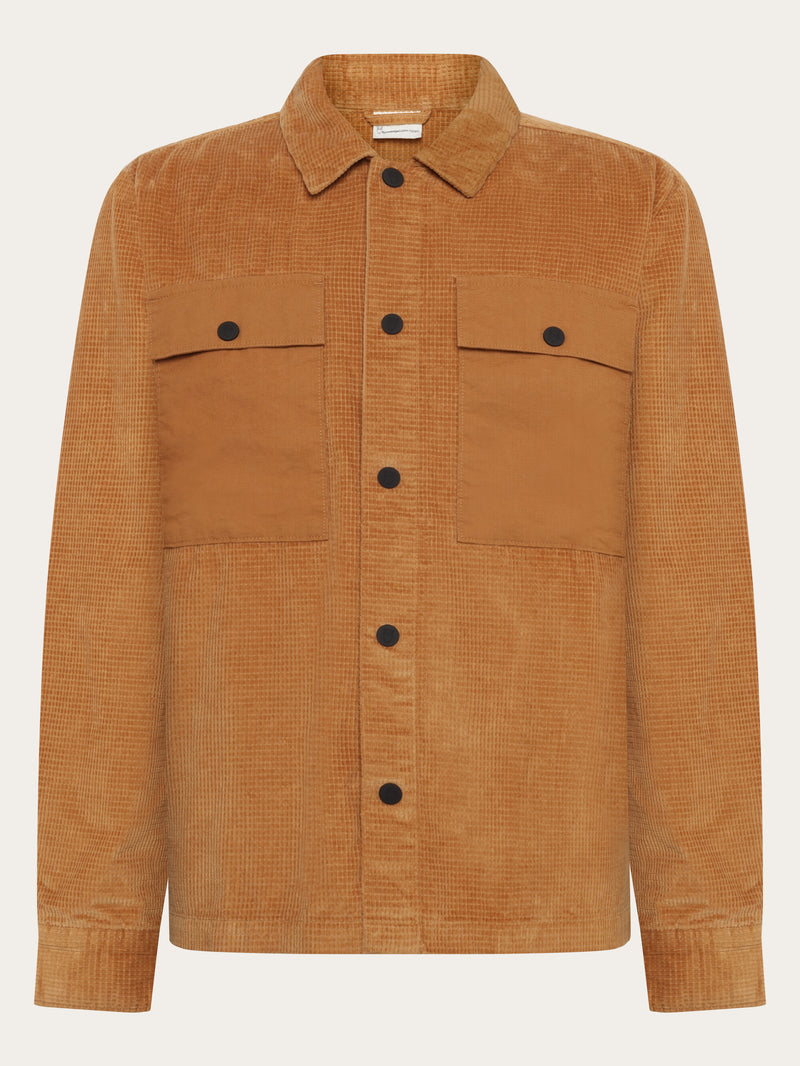 KnowledgeCotton Apparel - MEN Organic Cotton Corduroy Overshirt GOTS Overshirts 1484 Apple Cinnamon