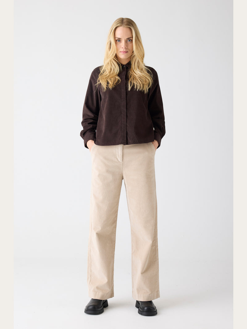 KnowledgeCotton Apparel - WMN Organic Cotton Corduroy Shirt GOTS Shirts 1487 Chocolate Torte