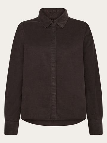 KnowledgeCotton Apparel - WMN Organic Cotton Corduroy Shirt GOTS Shirts 1487 Chocolate Torte