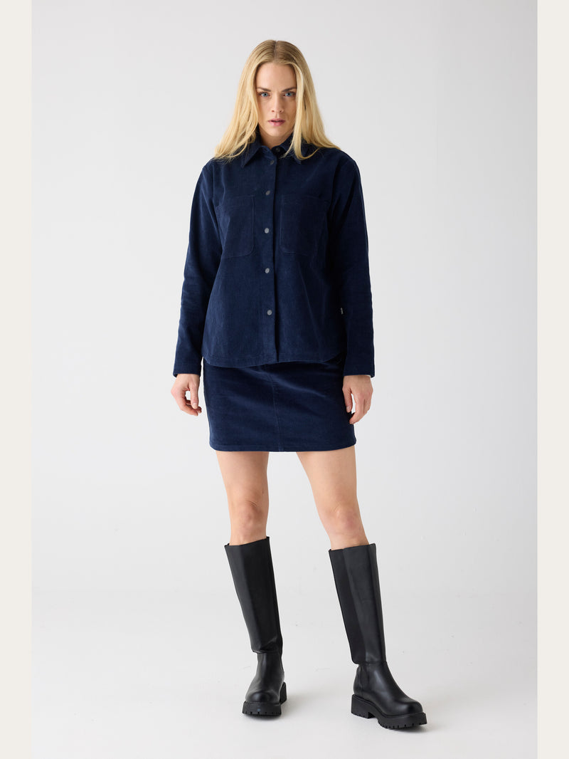 KnowledgeCotton Apparel - WMN Organic Cotton Corduroy skirt GOTS Skirts 1412 Night Sky