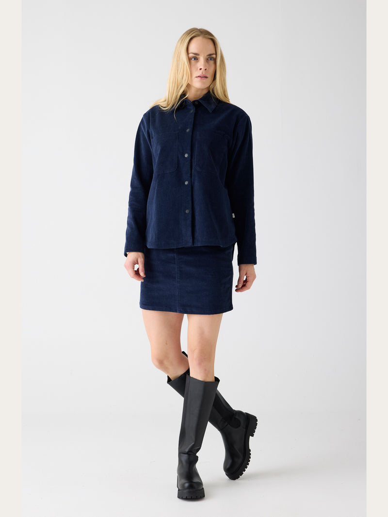 KnowledgeCotton Apparel - WMN Organic Cotton Corduroy skirt GOTS Skirts 1412 Night Sky