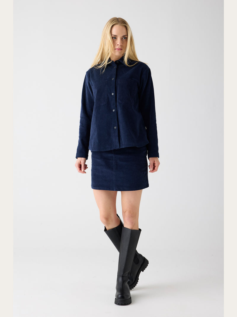 KnowledgeCotton Apparel - WMN Organic Cotton Corduroy skirt GOTS Skirts 1412 Night Sky