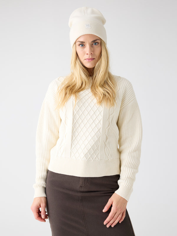 KnowledgeCotton Apparel - WMN Organic Cotton Crew Neck - Regenerative Organic Certified™ - GOTS/Vegan Knits 1387 Egret