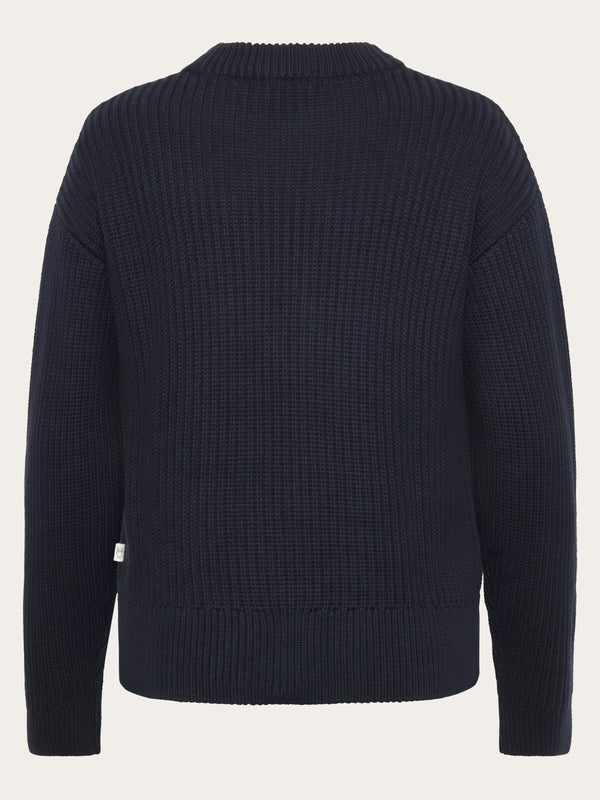 KnowledgeCotton Apparel - WMN Organic Cotton Crew Neck - Regenerative Organic Certified™ - GOTS/Vegan Knits 1412 Night Sky