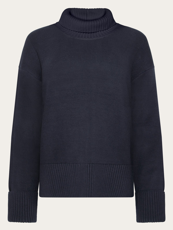 KnowledgeCotton Apparel - WMN Organic Cotton Crew Neck - Regenerative Organic Certified™ - GOTS/Vegan Knits 1412 Night Sky
