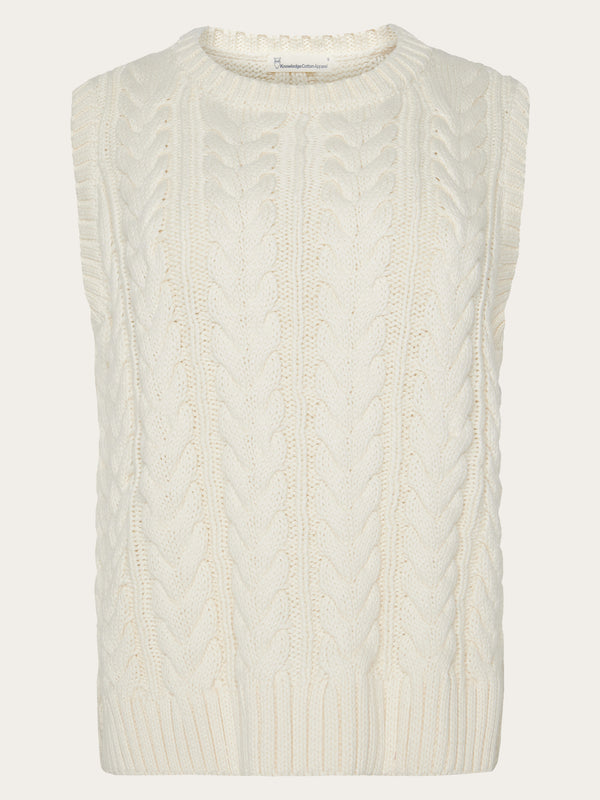 KnowledgeCotton Apparel - WMN Organic Cotton Crew Neck Vest - Regenerative Organic Certified™ - GOTS/Vegan Knits 1387 Egret