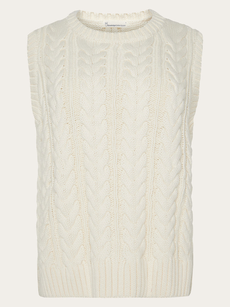 KnowledgeCotton Apparel - WMN Organic Cotton Crew Neck Vest - Regenerative Organic Certified™ - GOTS/Vegan Knits 1387 Egret