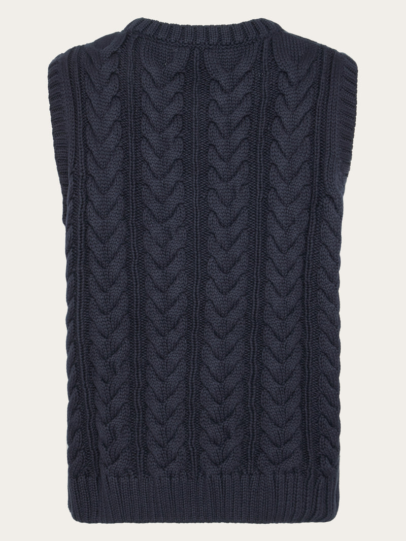 KnowledgeCotton Apparel - WMN Organic Cotton Crew Neck Vest - Regenerative Organic Certified™ - GOTS/Vegan Knits 1412 Night Sky