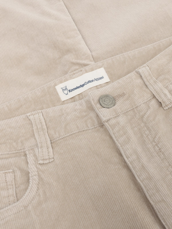 KnowledgeCotton Apparel - WMN Organic Cotton Gale Corduroy Pants GOTS Pants 1228 Light feather gray