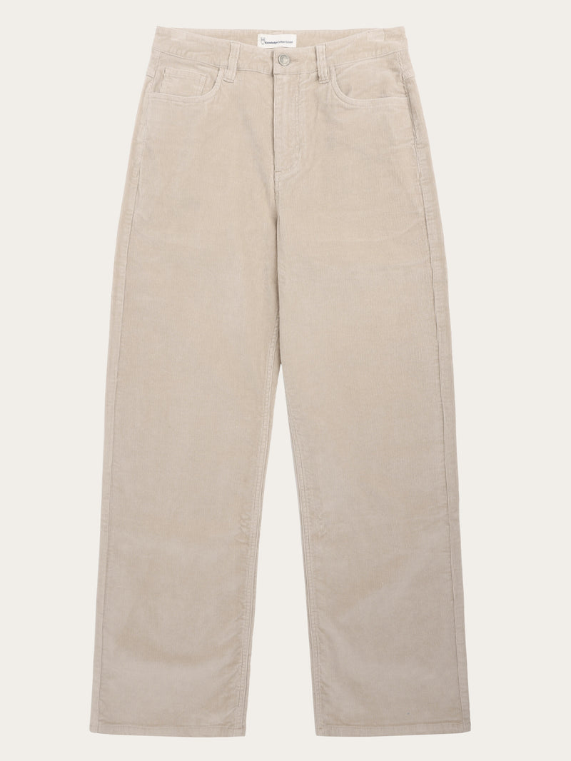 KnowledgeCotton Apparel - WMN Organic Cotton Gale Corduroy Pants GOTS Pants 1228 Light feather gray