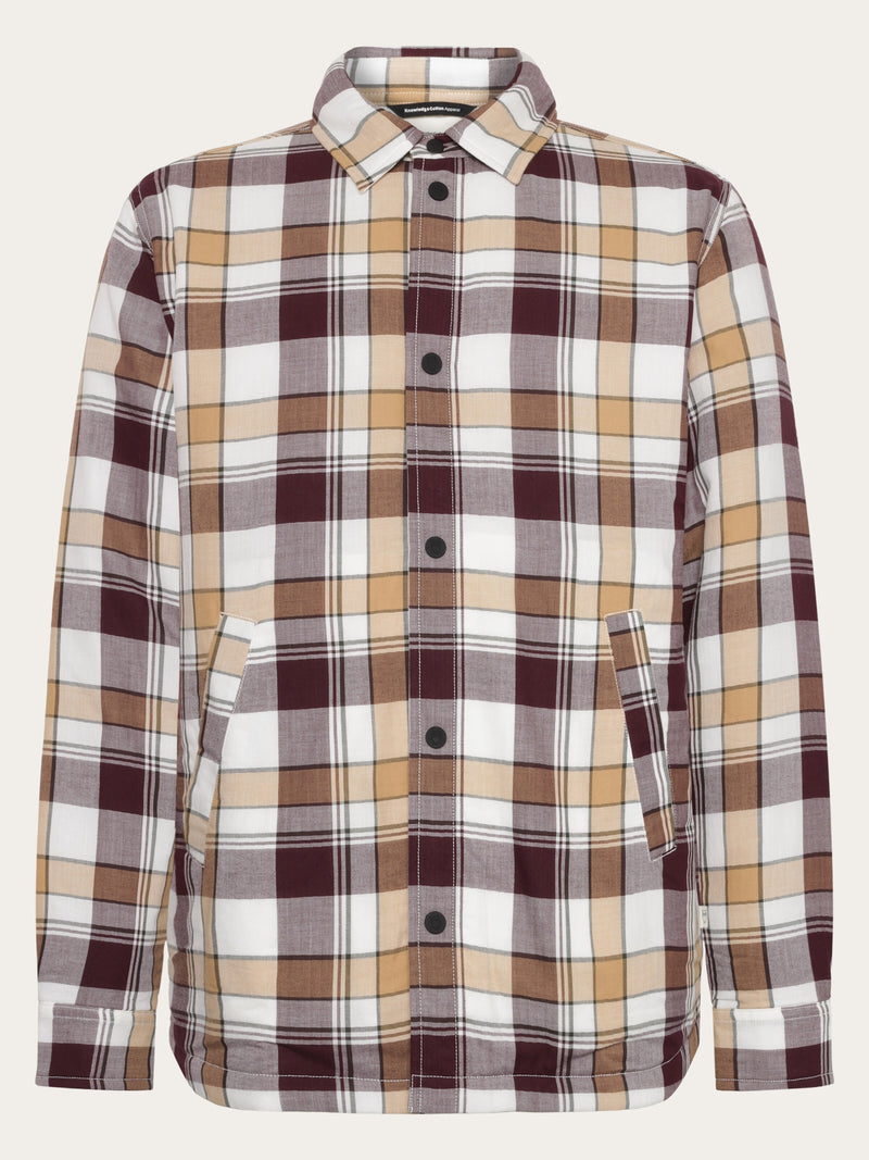 KnowledgeCotton Apparel - MEN Organic Cotton Padded Overshirt OCS Overshirts 7025 Red check
