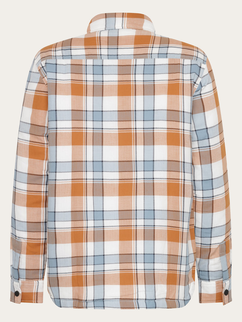 KnowledgeCotton Apparel - MEN Organic Cotton Padded Overshirt OCS Overshirts 7029 Orange check