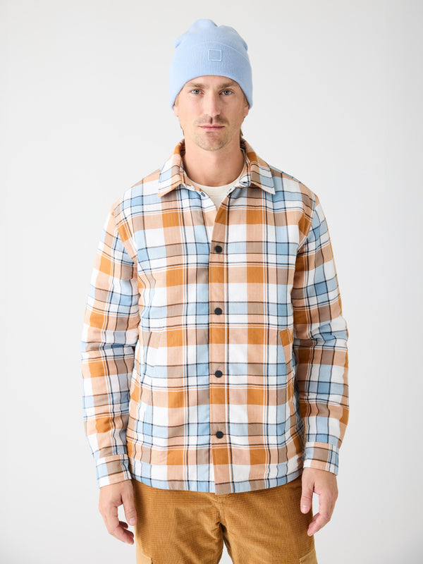 KnowledgeCotton Apparel - MEN Organic Cotton Padded Overshirt OCS Overshirts 7029 Orange check