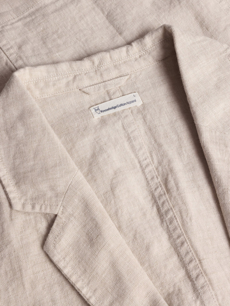 KnowledgeCotton Apparel - MEN Organic Linen Blazer GOTS/Vegan Overshirts 1449 Yarndyed - Light feather gray