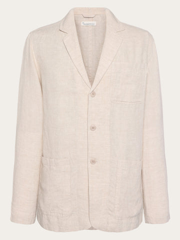 KnowledgeCotton Apparel - MEN Linen blazer Overshirts 1449 Yarndyed - Light feather gray