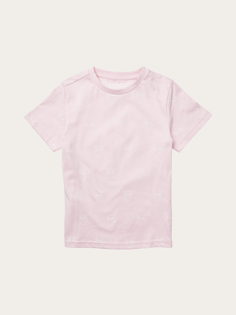 KnowledgeCotton Apparel - YOUNG Owl AOP t-shirt T-shirts 1378 Parfait Pink