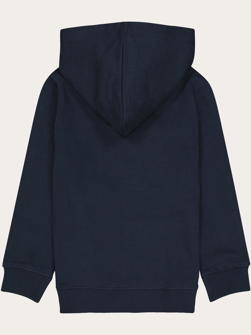 KnowledgeCotton Apparel - YOUNG Owl chest print hood sweat Sweats 1001 Total Eclipse