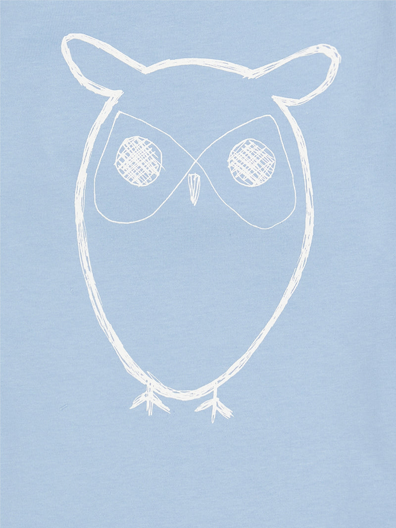 KnowledgeCotton Apparel - YOUNG Owl t-shirt T-shirts 1377 Airy Blue