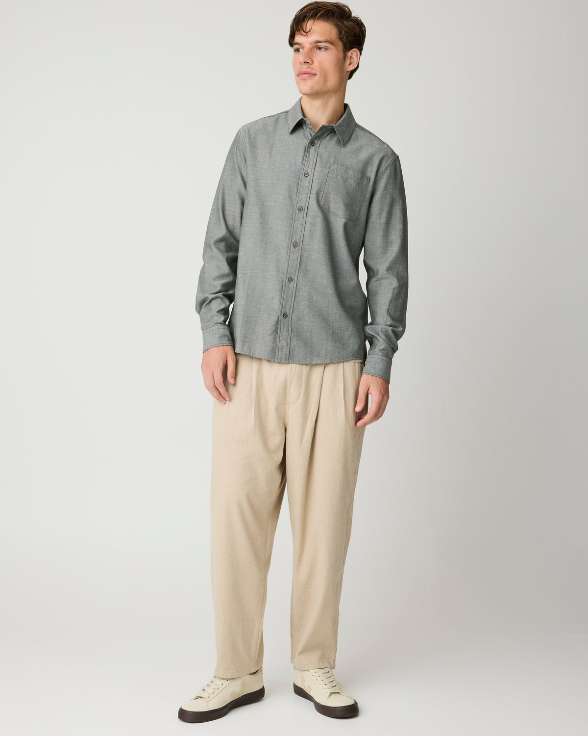 KnowledgeCotton Apparel - MEN Ozone relaxed flannel pant Pants 1228 Light feather gray
