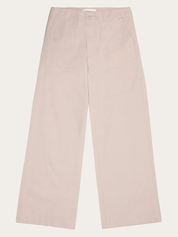 KnowledgeCotton Apparel - WMN POSEY wide slub pants Pants 1228 Light feather gray