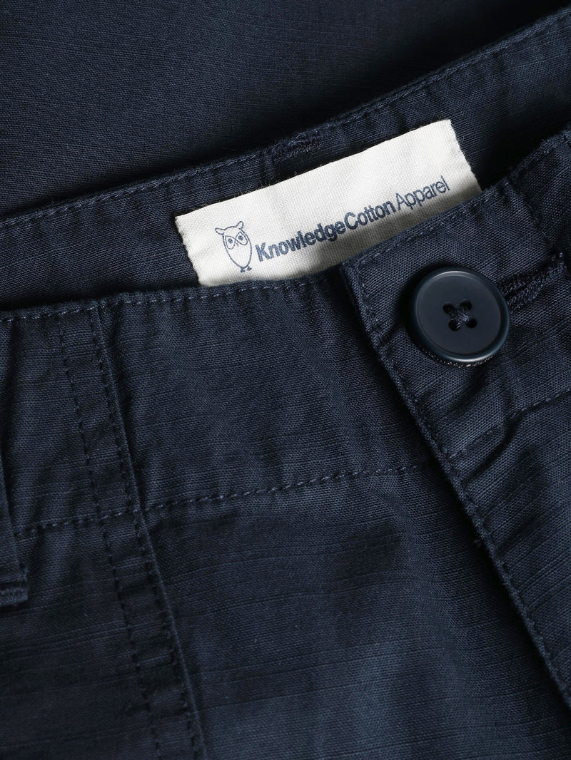 KnowledgeCotton Apparel - WMN POSEY mid-rise wide slub yarn shorts - GOTS/Vegan Shorts 1001 Total Eclipse