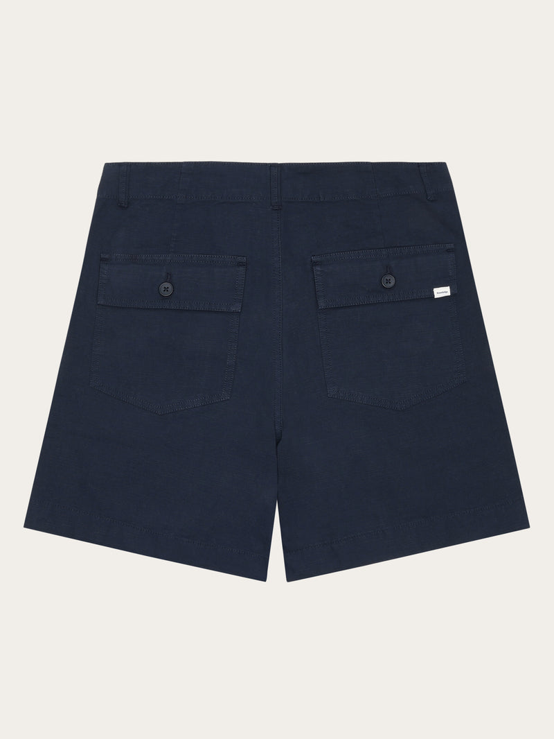 KnowledgeCotton Apparel - WMN POSEY mid-rise wide slub yarn shorts - GOTS/Vegan Shorts 1001 Total Eclipse