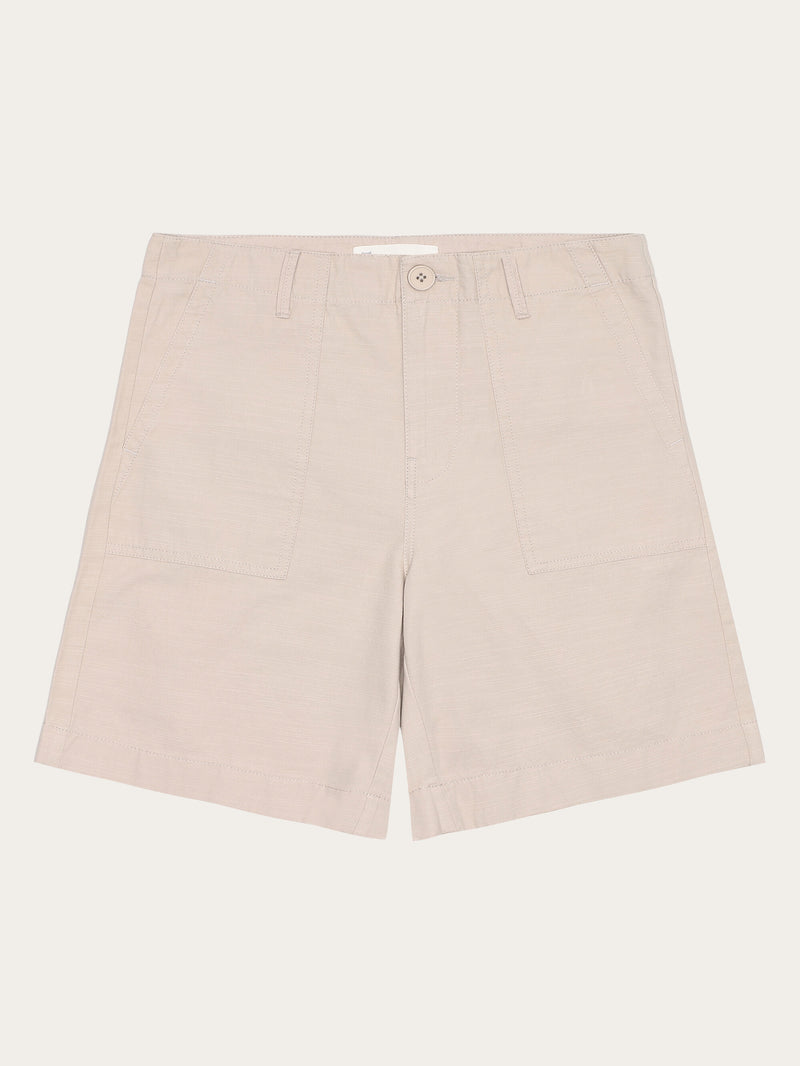 KnowledgeCotton Apparel - WMN POSEY mid-rise wide slub yarn shorts - GOTS/Vegan Shorts 1228 Light feather gray