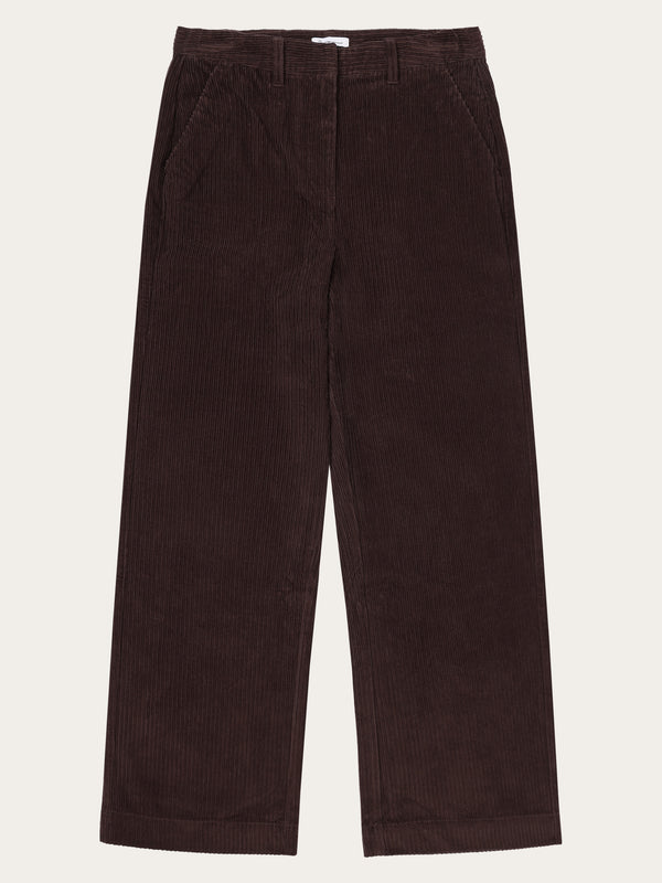 KnowledgeCotton Apparel - WMN POSEY wide high-rise irregular corduroy pant - GOTS/Vegan Pants 1394 Chocolate Plum