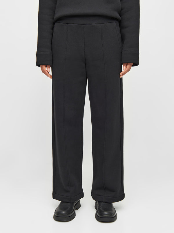 KnowledgeCotton Apparel - WMN POSEY wide high-rise sweat elastic waistband pants Pants 1300 Black Jet