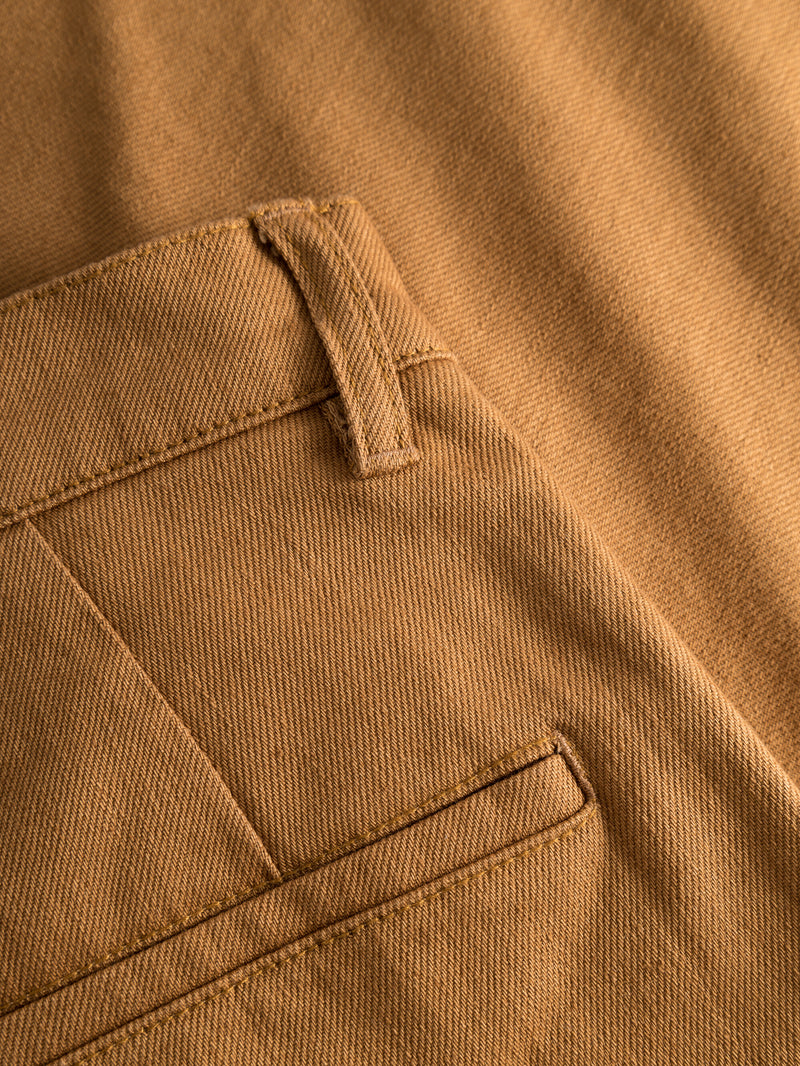 KnowledgeCotton Apparel - WMN POSEY wide high-rise twill pants Pants 1366 Brown Sugar