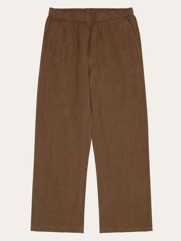 KnowledgeCotton Apparel - WMN POSEY wide mid-rise linen pants - GOTS/Vegan Pants 1019 Tuffet