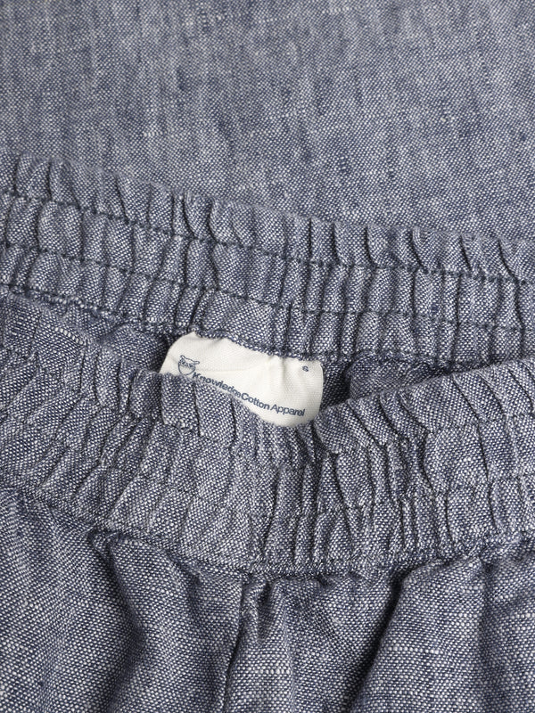 KnowledgeCotton Apparel - WMN POSEY wide mid-rise linen pants - GOTS/Vegan Pants 1226 Vintage Indigo