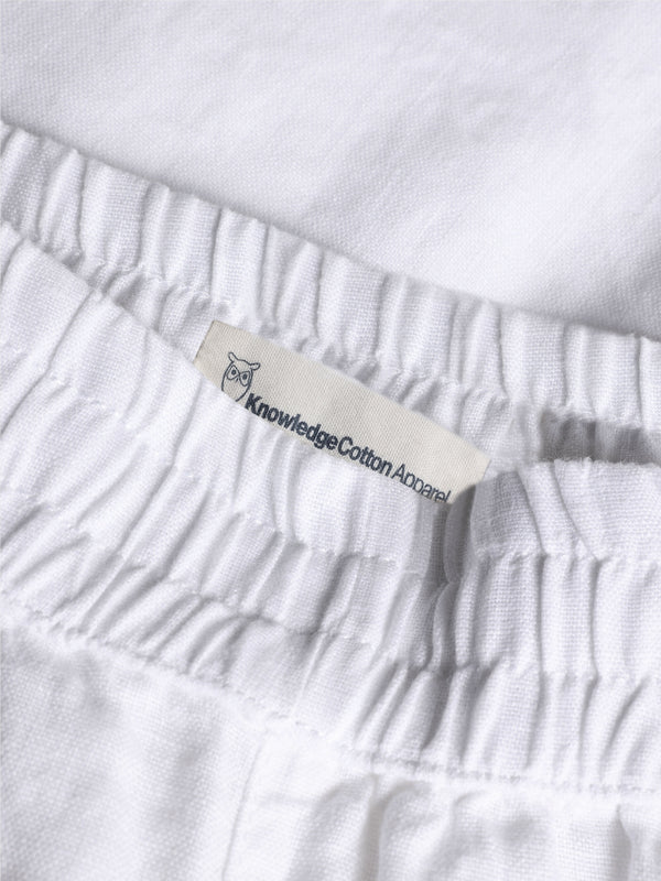 KnowledgeCotton Apparel - WMN POSEY wide mid-rise linen shorts - GOTS/Vegan Shorts 1010 Bright White