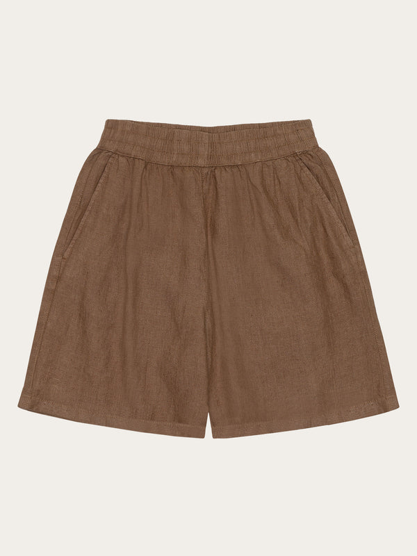 KnowledgeCotton Apparel - WMN POSEY wide mid-rise linen shorts - GOTS/Vegan Shorts 1019 Tuffet
