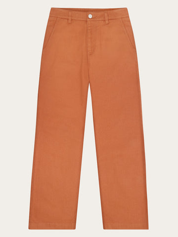 KnowledgeCotton Apparel - WMN POSEY wide mid-rise twill pant - GOTS/Vegan Pants 1426 Mocha Bisque