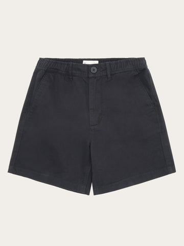 KnowledgeCotton Apparel - WMN POSEY wide mid-rise twill shorts - GOTS/Vegan Shorts 1300 Black Jet