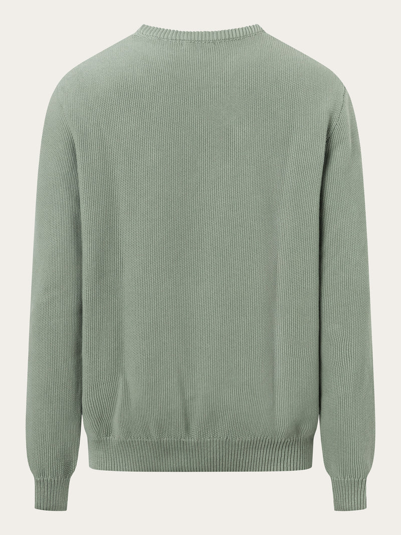 KnowledgeCotton Apparel - MEN Pique badge knit o-neck Knits 1396 Lily Pad