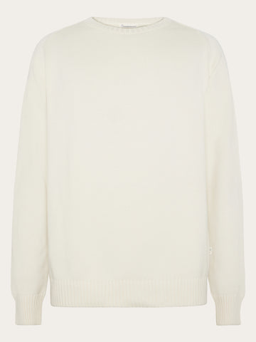 KnowledgeCotton Apparel - MEN Plain knitted crew neck Knits 1387 Egret